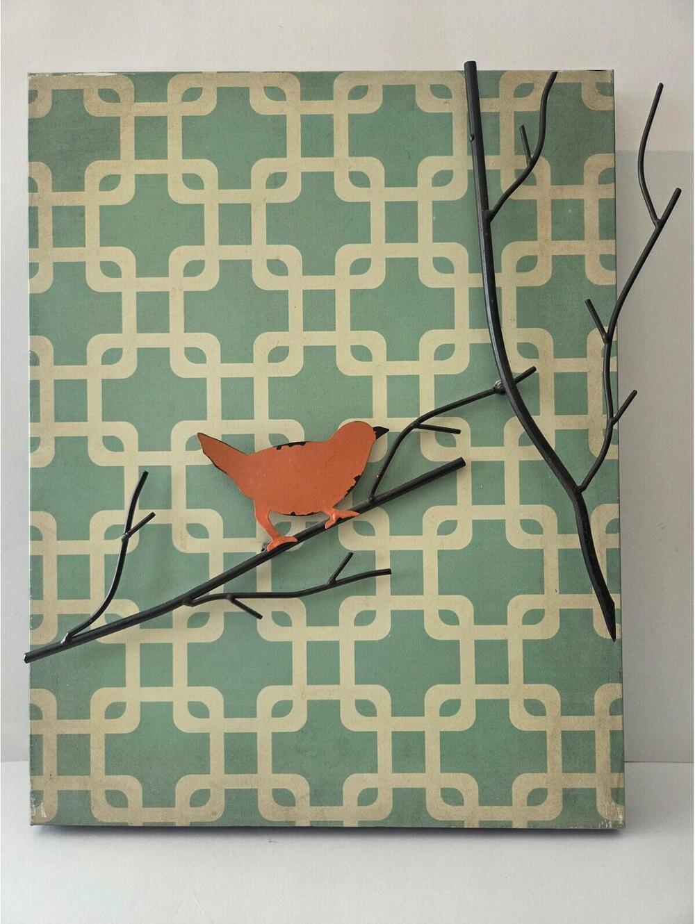 Rustic Farmhouse Perched Bird Metal Vintage Wall Art